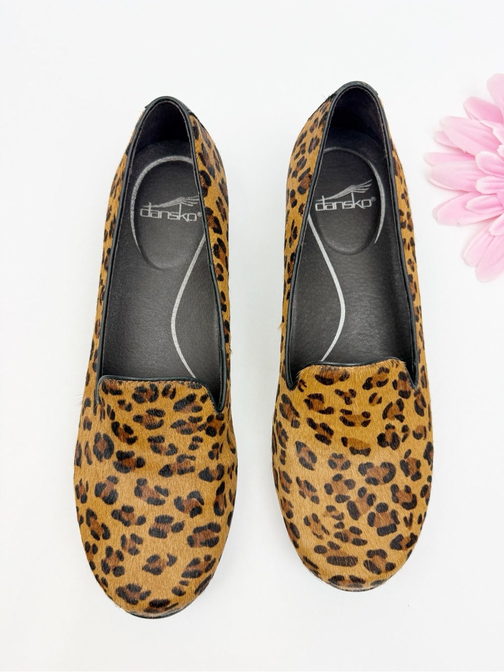 Dansko Olivia Leopard Animal Calf Pony Hair Loafers Tan Brown Black Comfort - Picture 2 of 14